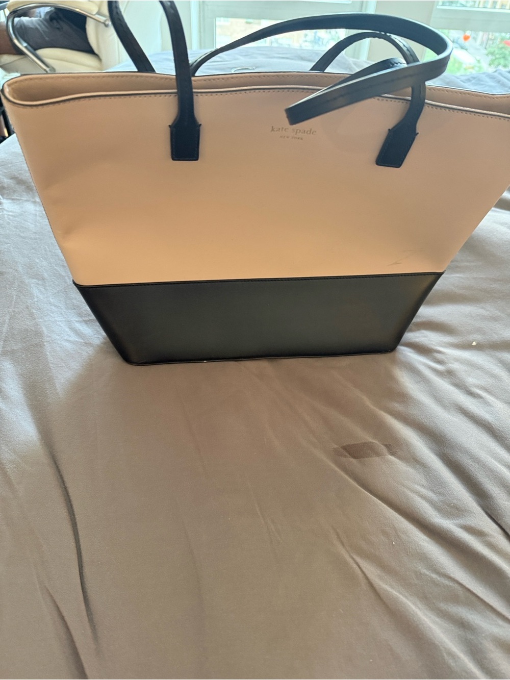 kate spade Two-Tone Cream and Black Leather Tote